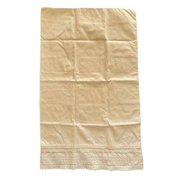 Pillowcase cream heart embroidery scalloped 1 single long vintage - Picture 5 of 5